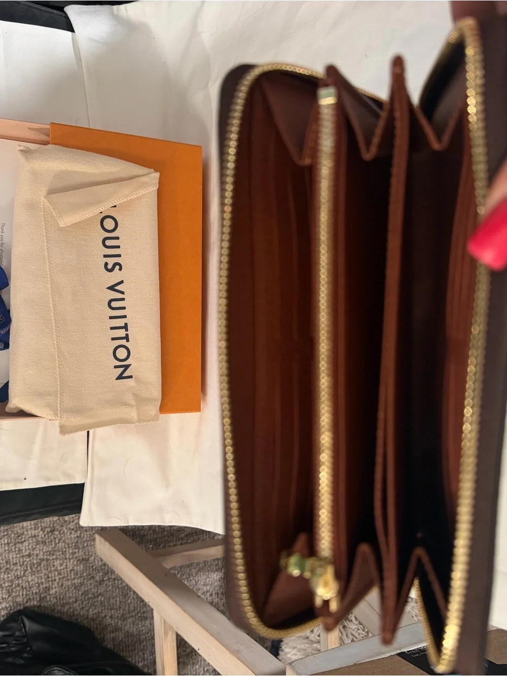 Louis Vuitton Orange Box with Blue Branded Ribbon